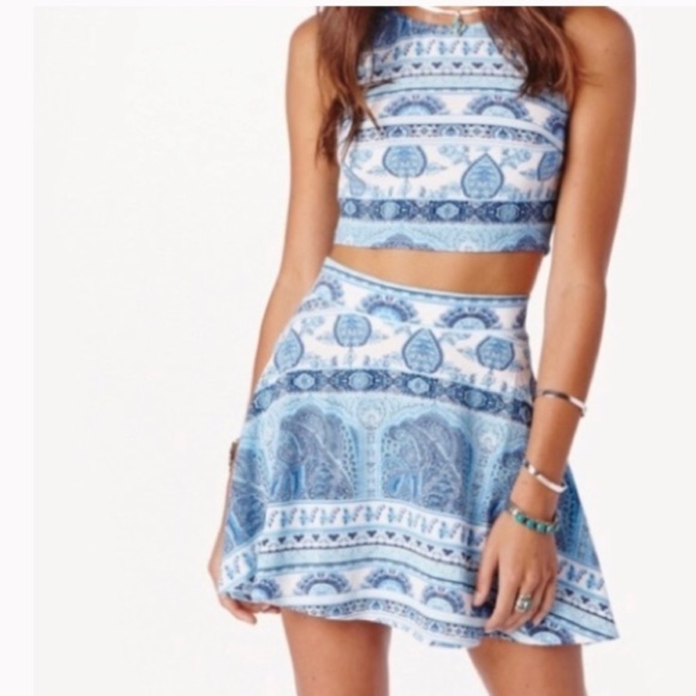 MUMU | Boho Blue SET (Crop Top & Skirt)